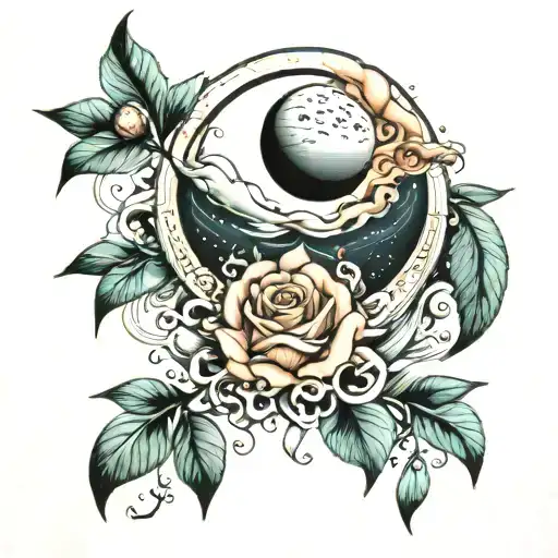 Soft Moon Phase And Drop Of Sea