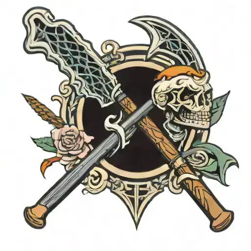 Lacrosse Stick In An X With A Gun