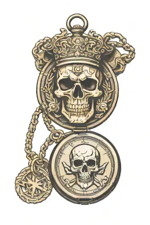 Pocket Watch With Military Medal And A Skull And With The Operation Barkhane Logo