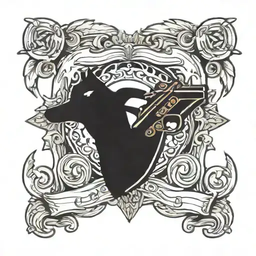 Bad Breed Under Two Crossing Pistols Crossing Each Other