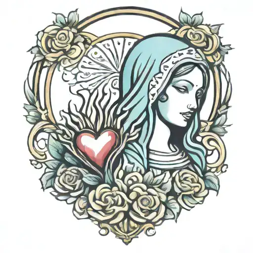 Holy Mary With Sacred Heart