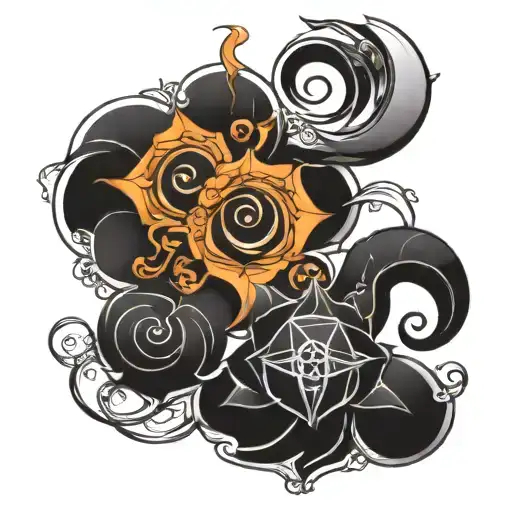 Couples Tattoo With Aquarius And Capricorn Yoga Symbols