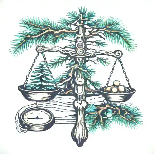 Fir Tree And Balance Scales