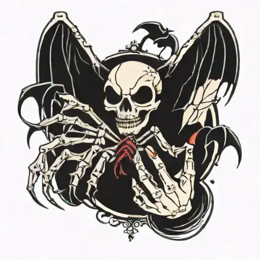 Skeletal Hands Holding Bats And Spiders Goth
