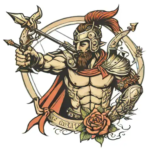 Sagittarius Spartan Soldier Holding A Bow And Arrow