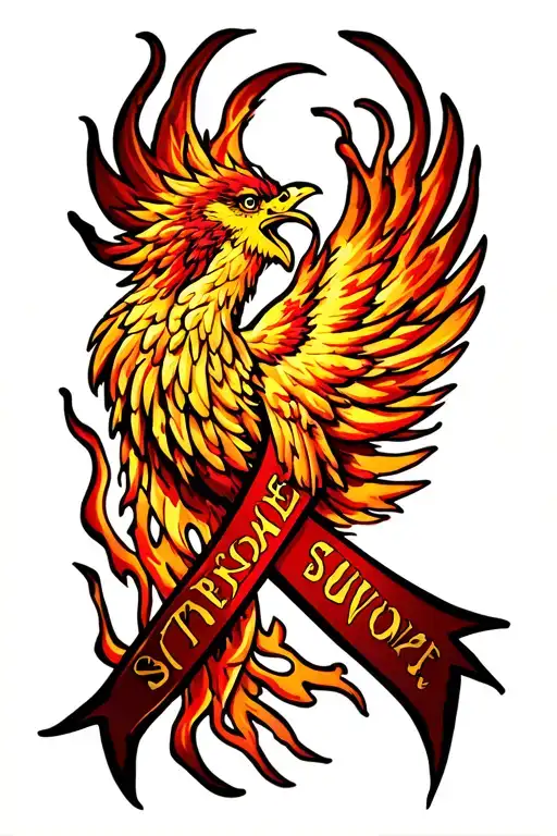 Stroke Survivor Ribbon Phoenix Rising From Flames