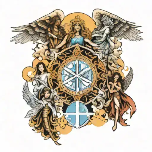 The 7 Archangels With Their Respective Attributes And Sky Background