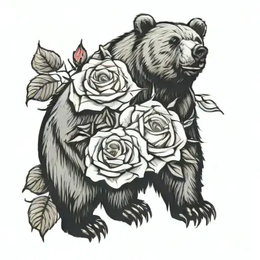 Bear With Roses Growing