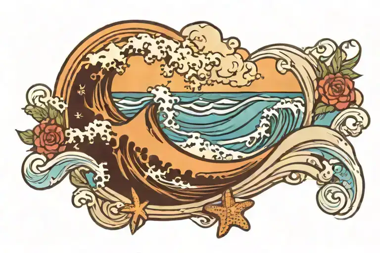 Beach With Wave Crashing