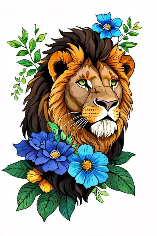 A Lion & August Birth Flowers Wrapped