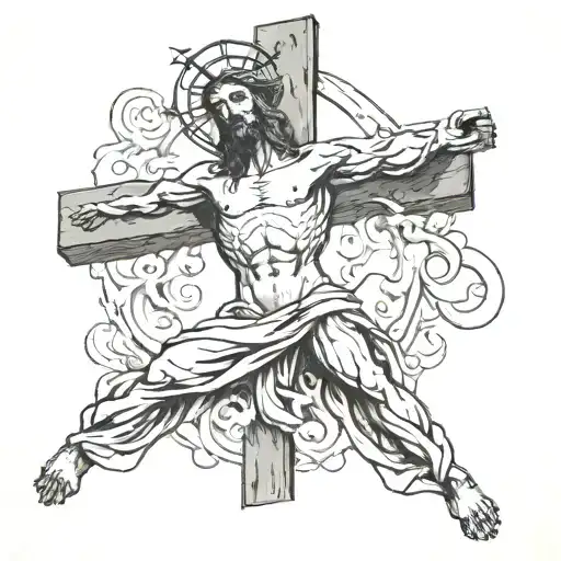 Jesus Crucified With Smoke And A Dove