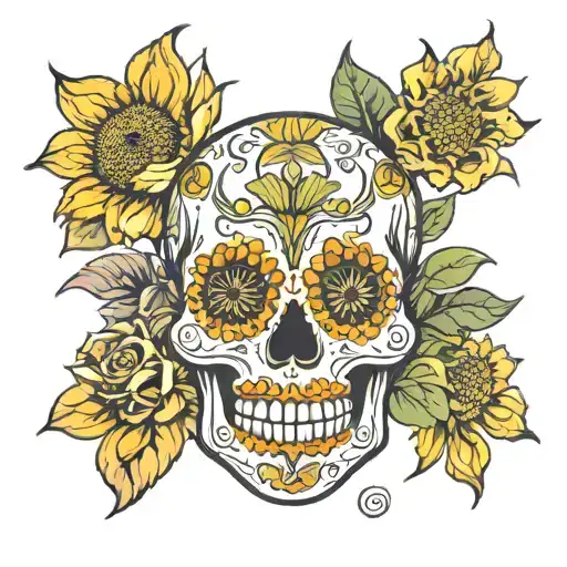 Sugar Skull In Sunflower