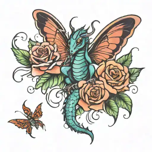 Dragon Flys And Roses