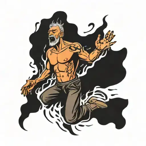 Non Descript Man Rising Out Of Ashes Symbolizing Overcoming