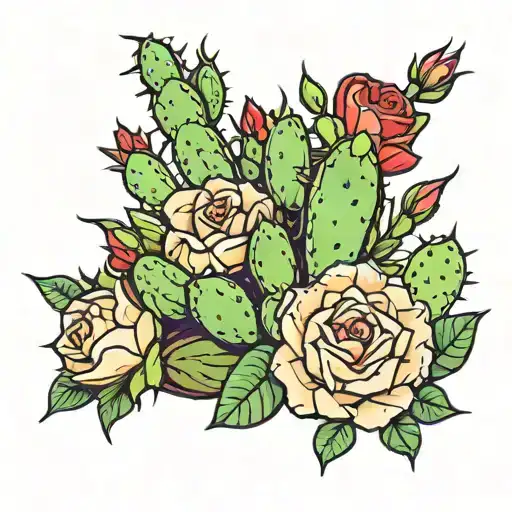 Roses And Cactus