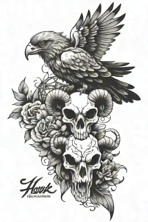 Hawk And Ram Skull