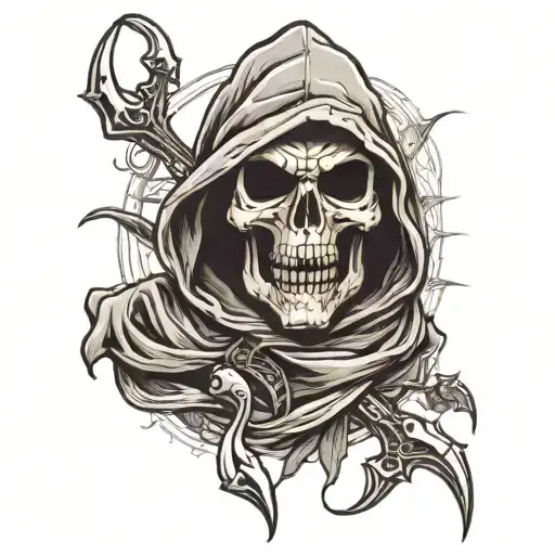 Reaper With Hoodie Half Skeleton