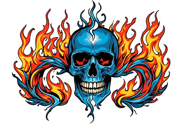 Flames With A Skull Blending Into The Middle