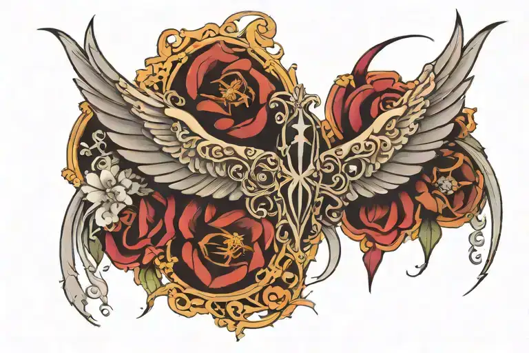 Wide Sternum Wings And Diamond Shaped Line Outlining