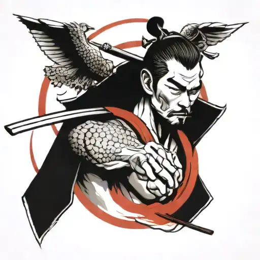 Samurai Against A Red Circle