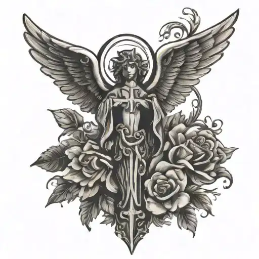 Christian Cross With Angel