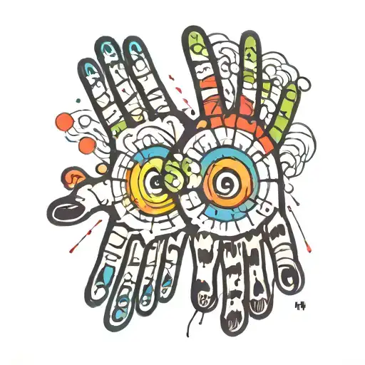 Hand Prints With Rainbow Above