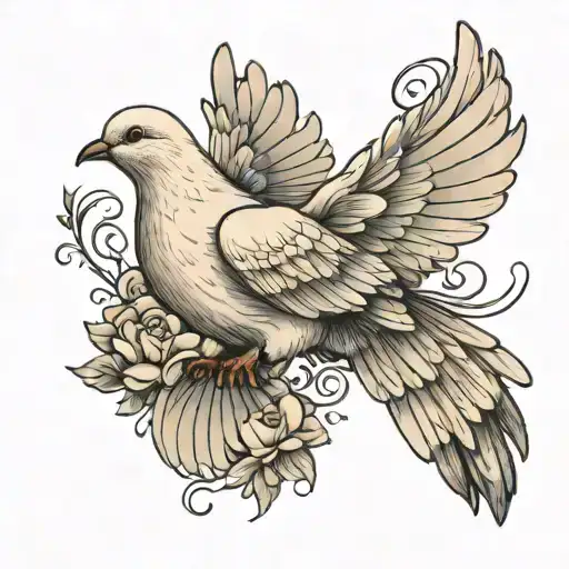 Dove With Open Wings Spread