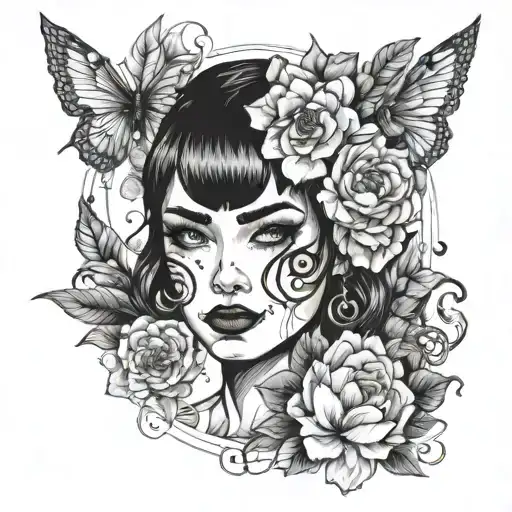 Female Face Portrait Using Collage Art Style Influences By Zabe