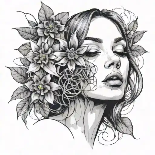 Female Face Portrait Passion Flower Drawing Loui Jover Art