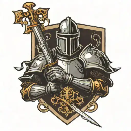 Knight Holding Sword In Front