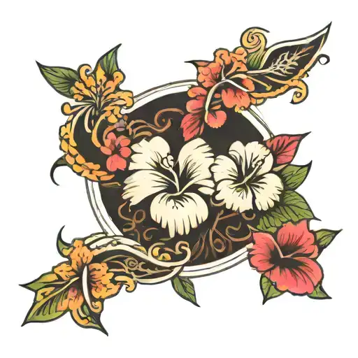 Hawaiian Flowers Around A Quote Surrounded