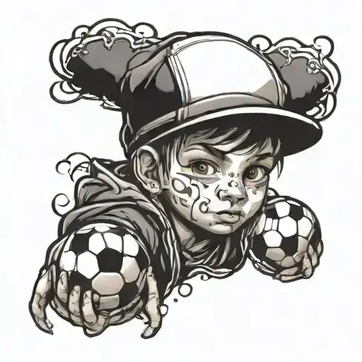 Kid With A Hat That Has A Soccer Ball On It