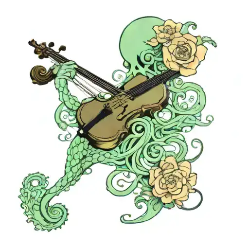 Green Jellyfish Playing The Violin In A Friend Of Flowers