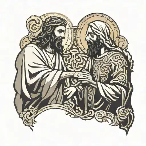 Jesus Christ And Prophet Muhammad Shaking Hands In Peace