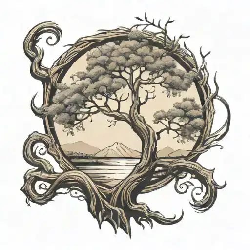 Surreal Willow Tree On Arm Half Top Sleeve