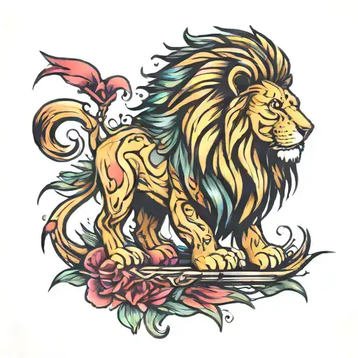 Lion With A Scar Made Out Of A Ski