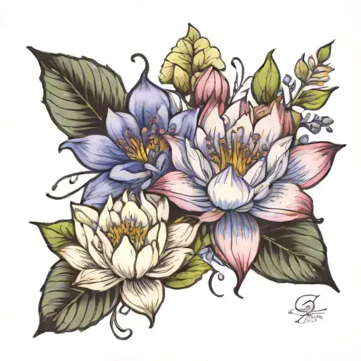 Larkspur And Water Lily