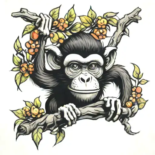 Monkey Hanging On A Brunch