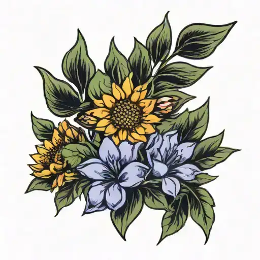 Lupine And Sunflower Represent Wife