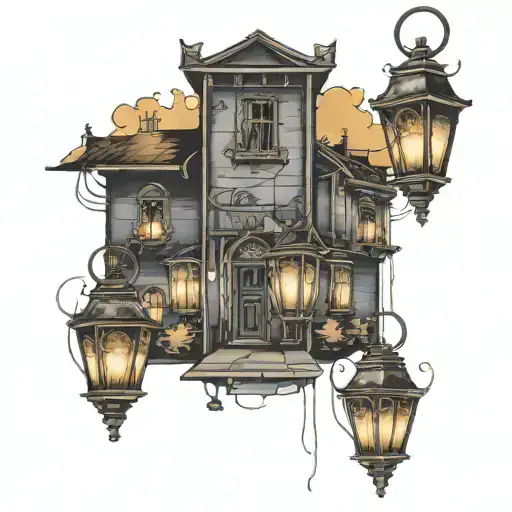 Dark Alley With Lanterns On The Walls