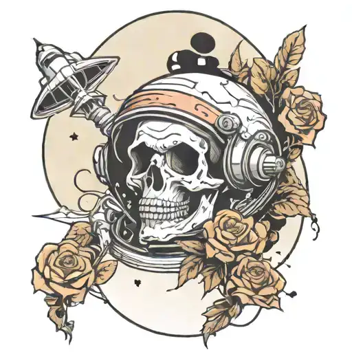 Skull Rose Mushroom Space Astronaut Blackhole