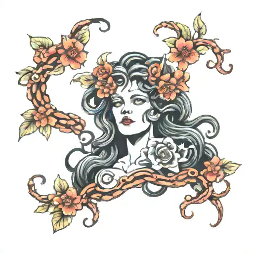 Medusa With Flowers Blooming