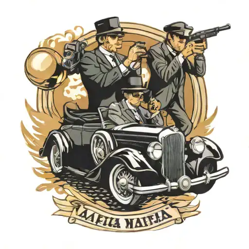 Classic Mafia Car With Men Shooting
