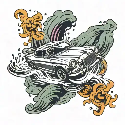 Car Driving Into Water