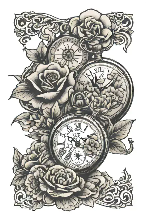 Pocket Watches 2 With Birth Flowers Wrapped