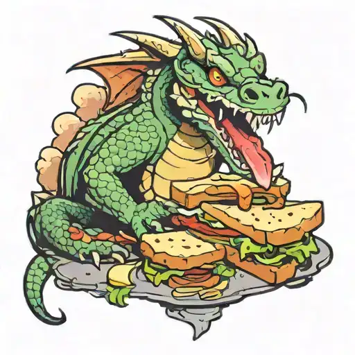 Dragon Eating A Sandwich