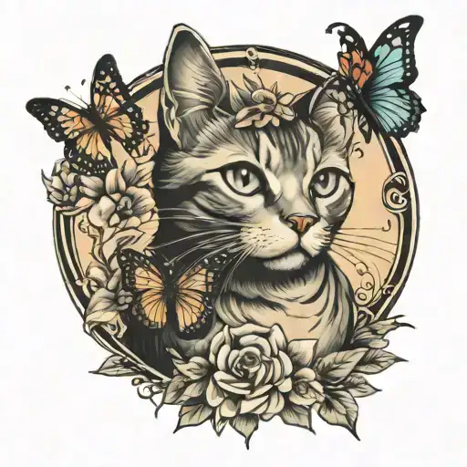 Cat And Butterfly
