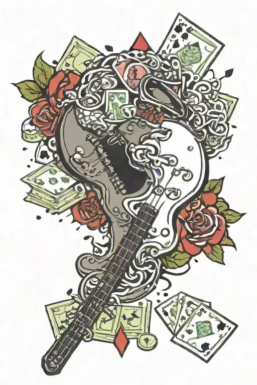 Cards Dices Money Roll Bass Guitar