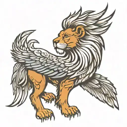Lion Head With Eagle Wings