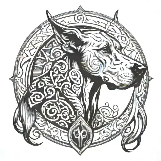 Odin Symbols And Flat Eared Great Dane